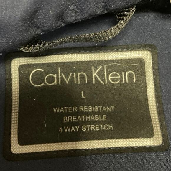 Calvin Klein Men's Blue Zip Up Long Sleeve Water Resistant Rain Coat Jacket Sz L - Picture 4 of 5